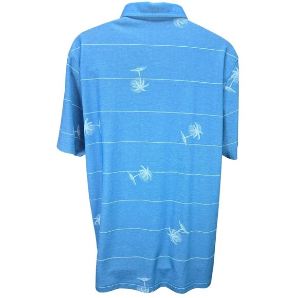 Travis Mathew Mens Blue Tropical Palm Tree Print Polo XL NWOT - Picture 2 of 7